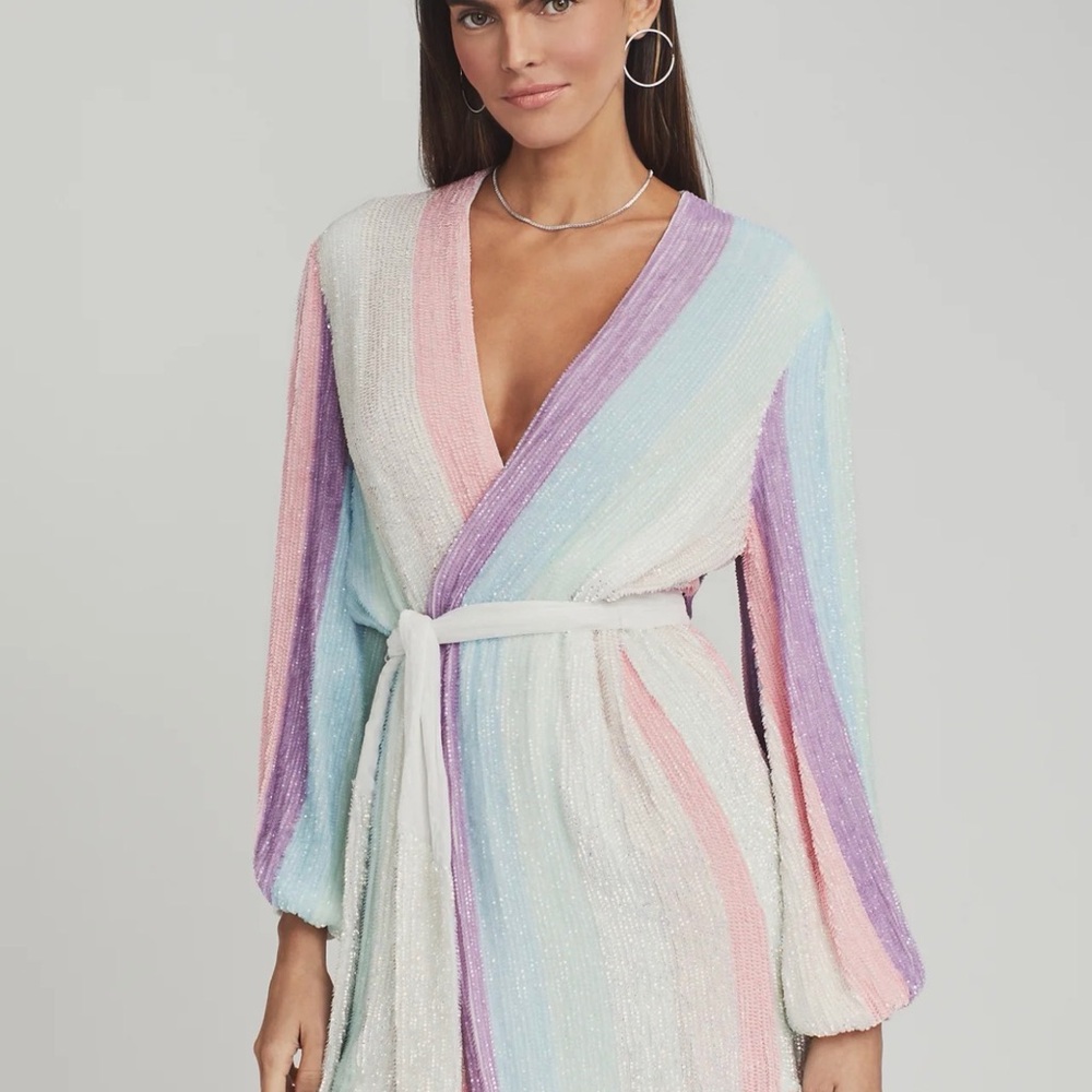 Retrofete Pastel Sequin Striped Open Cardigan